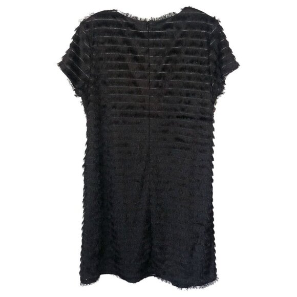 Traffic People Black Eyelash Fringe Shift Dress Short Sleeve Women's Size XL - Picture 2 of 10